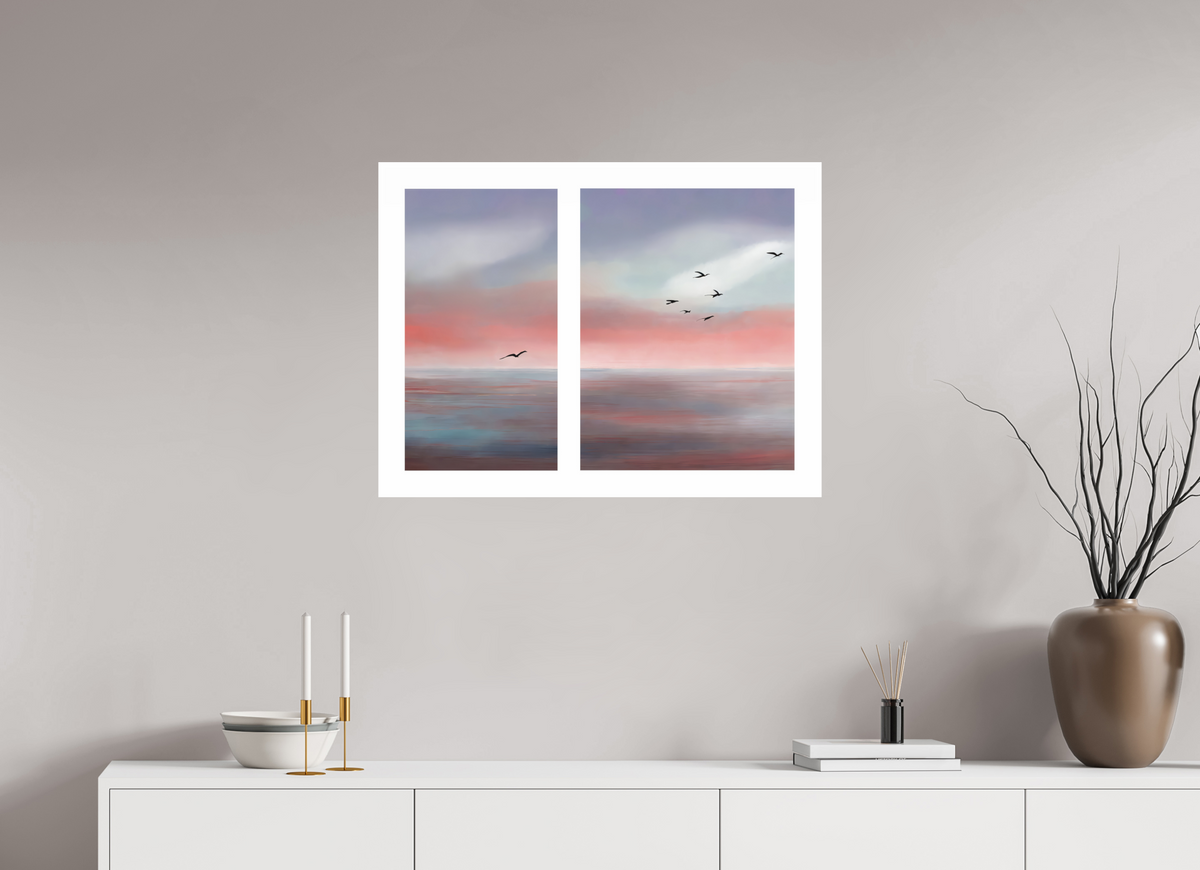 80 x 60 cm, Fine Art Print Hahnemühle Baryta Diptychon Vögel an der Küste-01