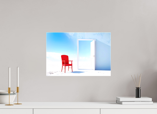 45 x 30 cm, Leinwand glänzend Blick durch die Tür surreal-02—Wandkunst, Fine Art Print, Leinwand, Acryldruck, Alu-Dibond