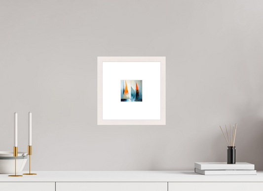 10 x 10 cm, Fine Art Print gerahmt Segelboot-Kunst - Abstraktion in Bewegung