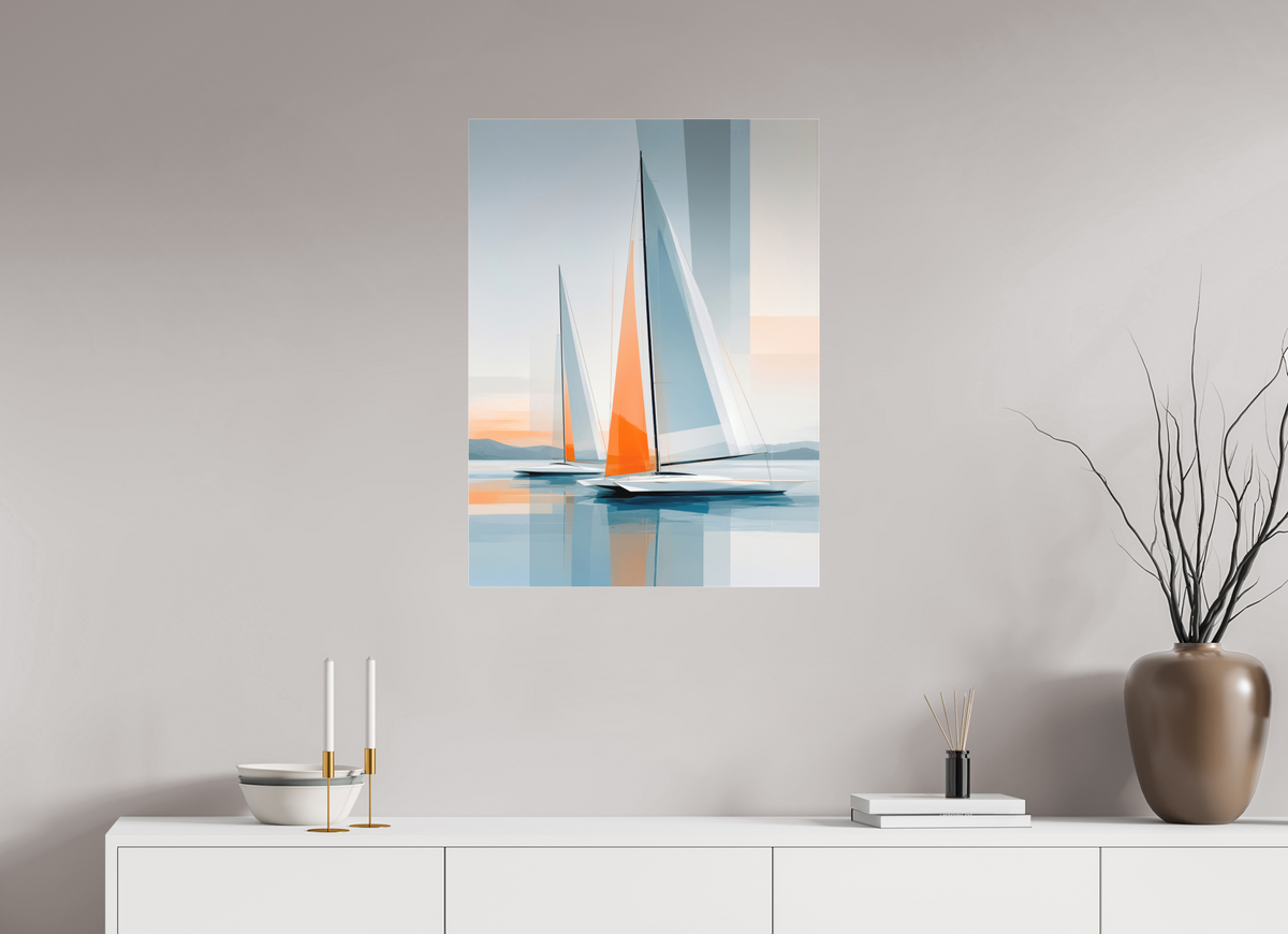 60 x 80 cm, Fine Art Pigmentdruck hinter Acrylglas Orange im Blau