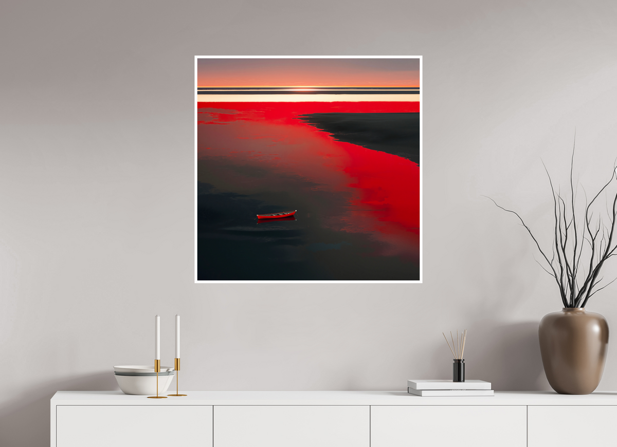 80 x 80 cm, Fine Art Print Hahnemühle Baryta Allein im Rot
