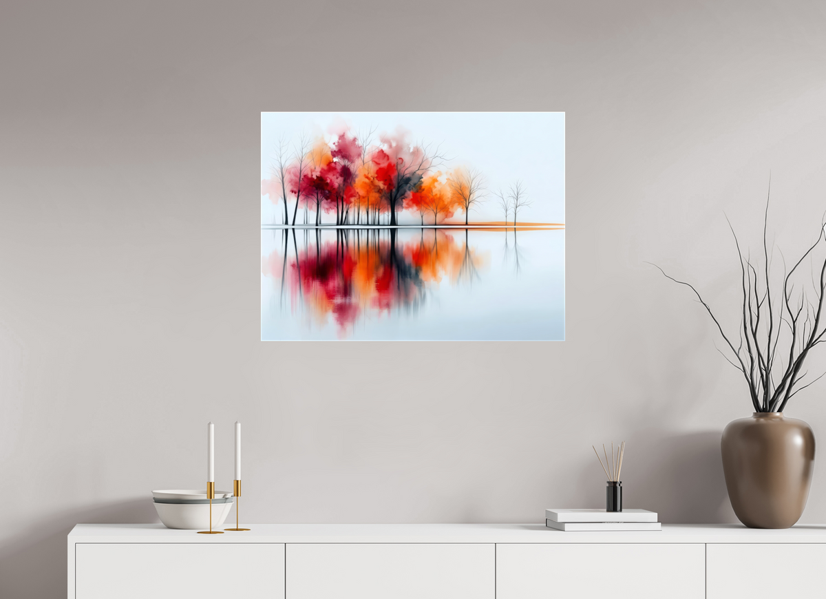 80 x 60 cm, Leinwand glänzend Uferträume – Sinfonie in Zinnober