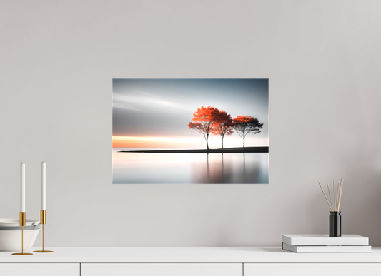 45 x 30 cm, Leinwand glänzend Stille am Ufer-02—Wandkunst, Fine Art Print, Leinwand, Acryldruck, Alu-Dibond