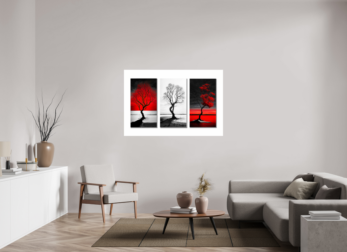 150 x 100 cm, Acrylglas glänzend standard Triptychon Bäume am Ufer-03