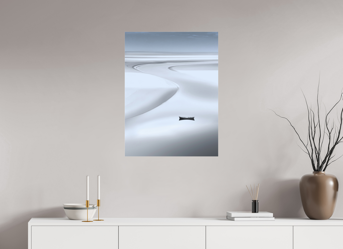 60 x 80 cm, Acrylglas glänzend standard Boot im Wattenmeer