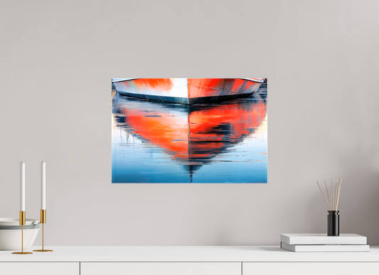45 x 30 cm, Leinwand glänzend Wasserspiegelung Bootsrumpf-01—Wandkunst, Fine Art Print, Leinwand, Acryldruck, Alu-Dibond