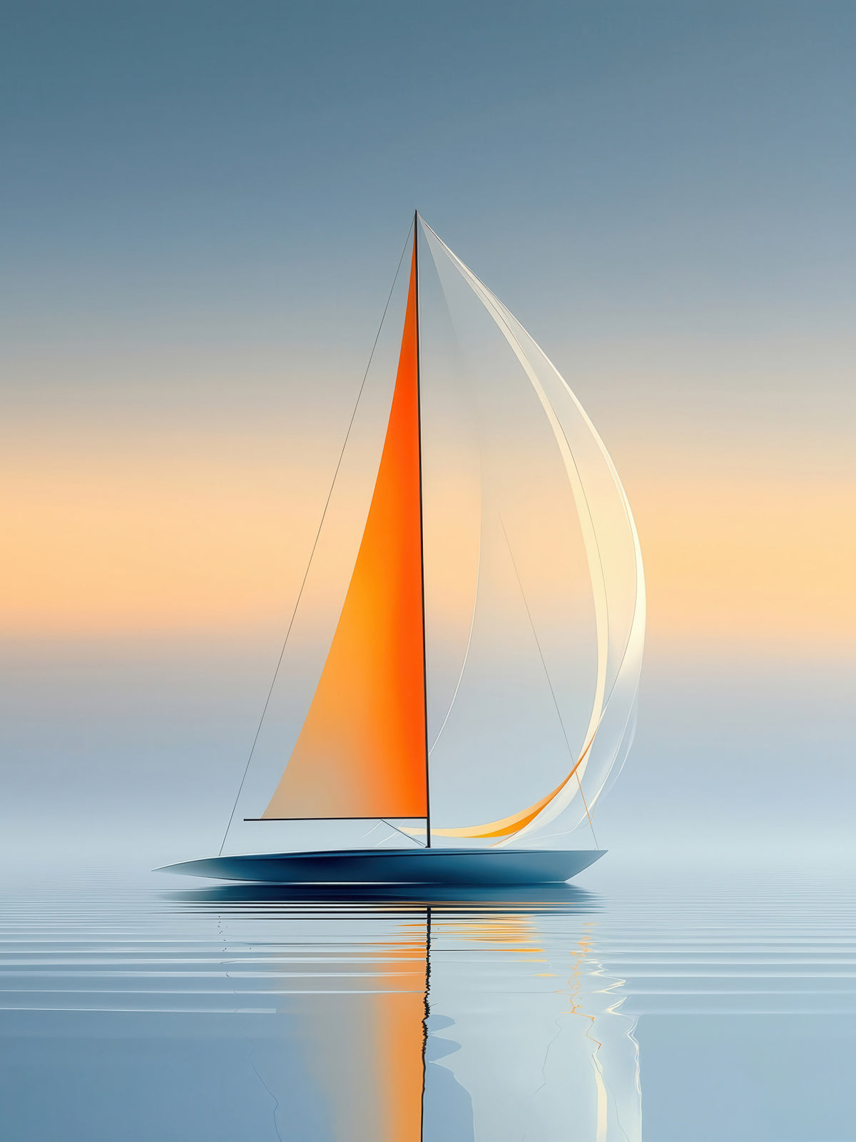 Een zeil, een horizon—muurkunst, fine art print, canvas, acryldruk