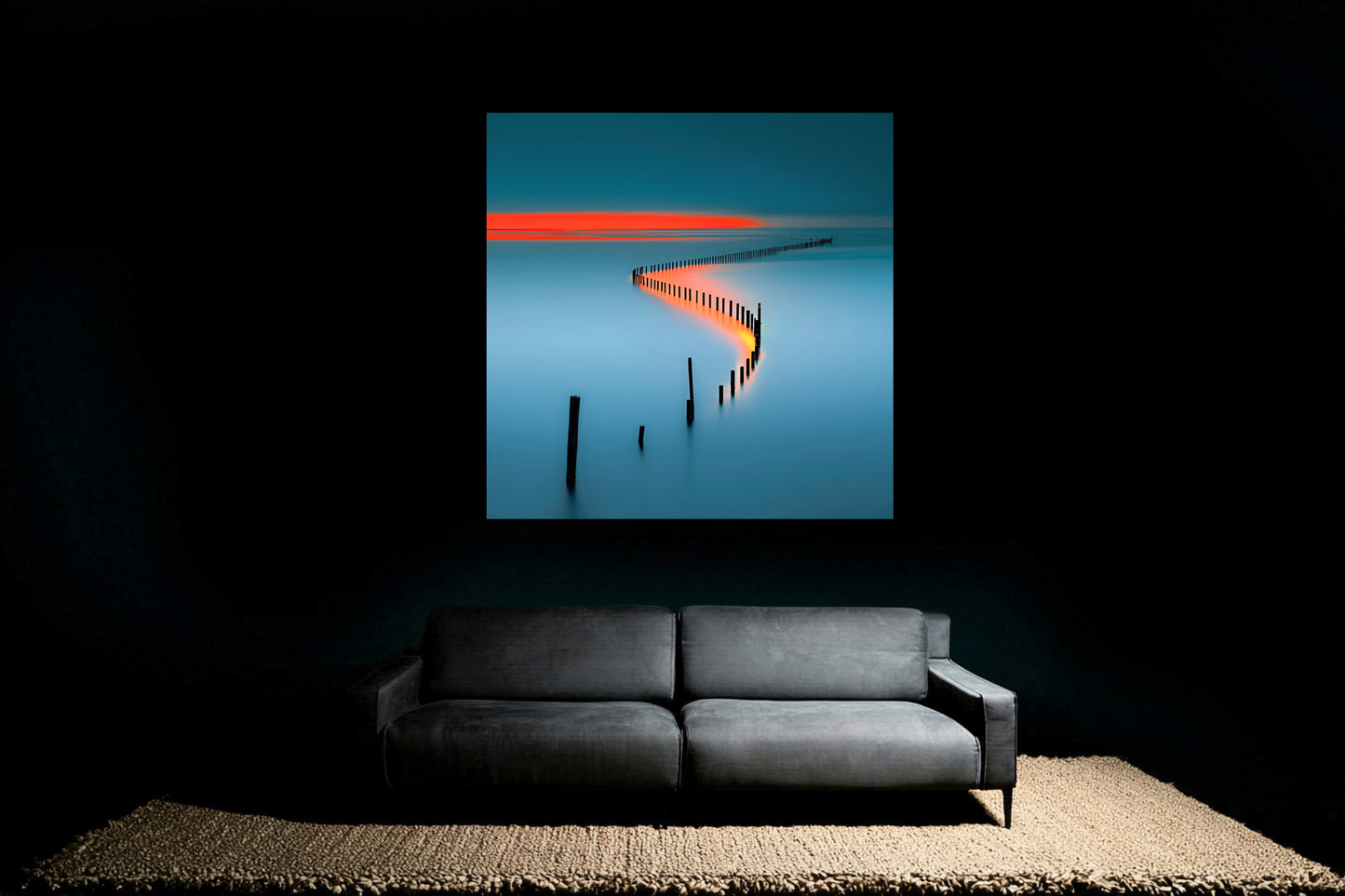 Lichtweg im Watt—Wandkunst, Fine Art Print, Leinwand, Acryldruck, Alu-Dibond