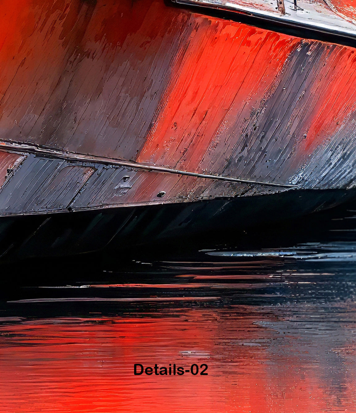 Wasserspiegelung Bootsrumpf-01—Wandkunst, Fine Art Print, Leinwand, Acryldruck, Alu-Dibond