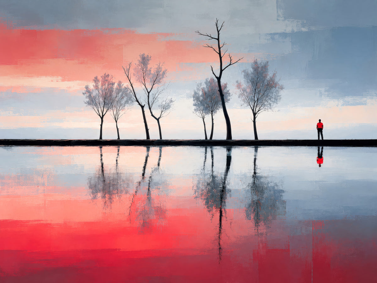 Stilles Ufer - Zwischen Licht und Spiegelung--Wandkunst, Fine Art Print, Leinwand, Acryldruck