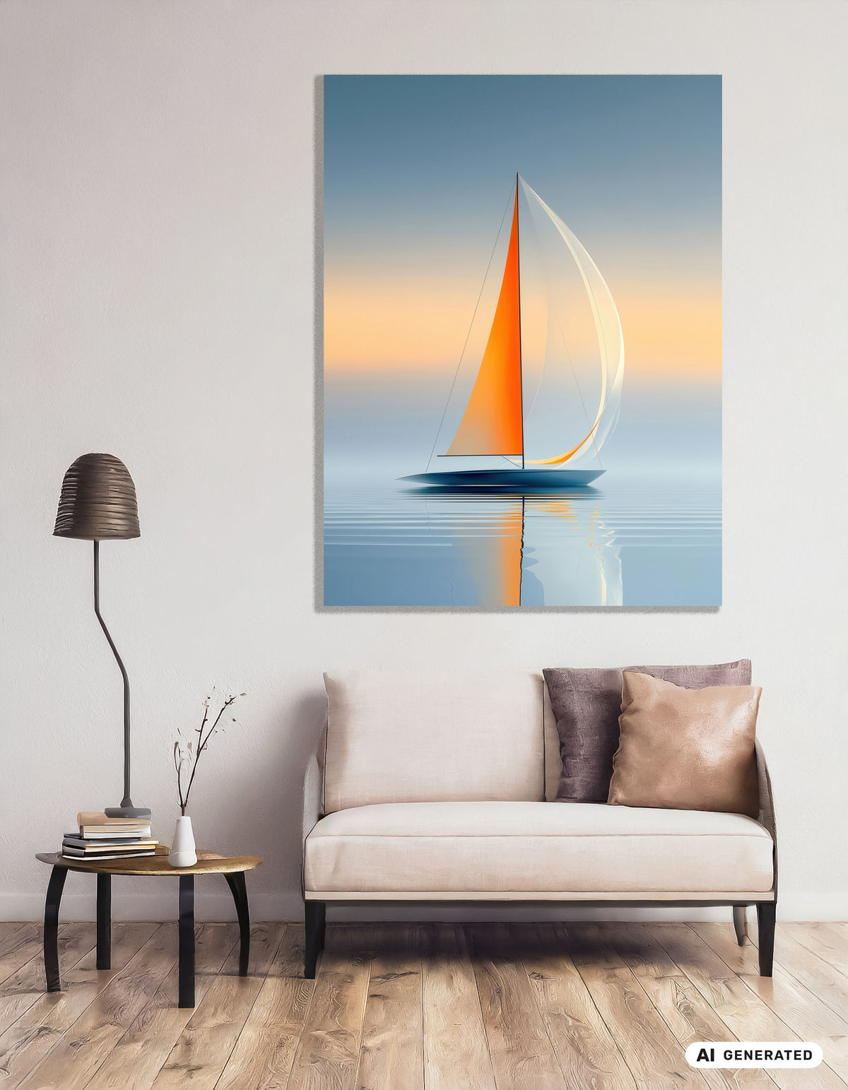 Een zeil, een horizon—muurkunst, fine art print, canvas, acryldruk