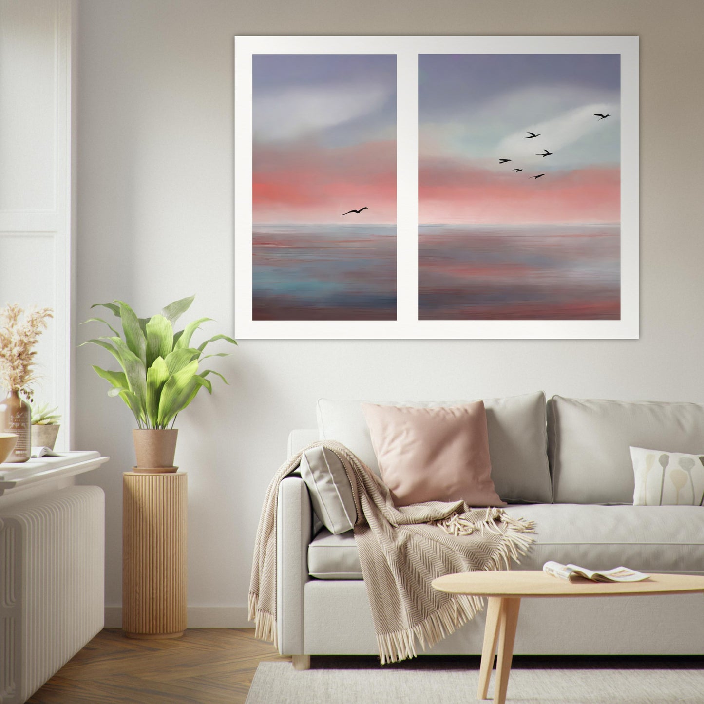 Wall mural Birds on the coast abstract-01, poster made of matte paper in museum quality, unframed
