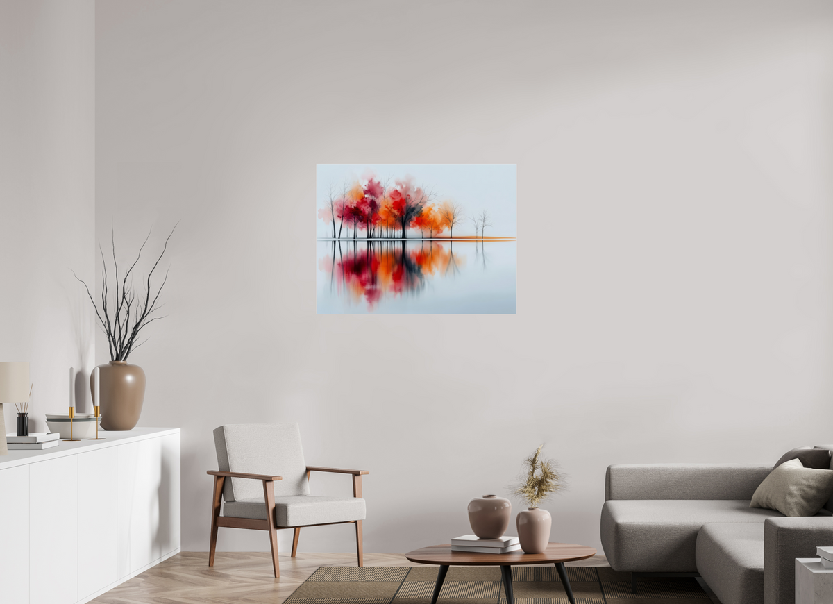 100 x 75 cm, Acrylglas glänzend standard Uferträume – Sinfonie in Zinnober