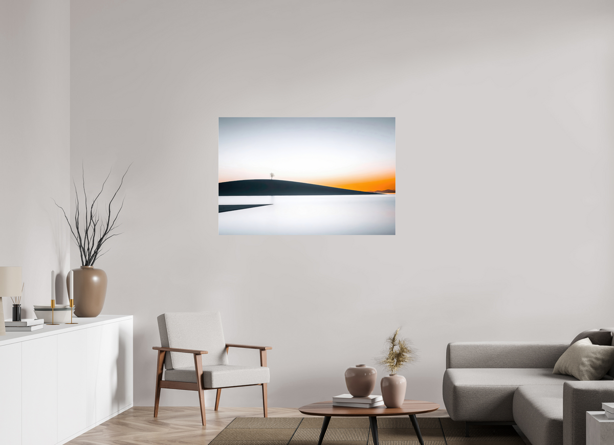 120 x 80 cm, Acrylglas glänzend standard Einsamer Baum im Abendlicht—Wandkunst, Fine Art Print, Leinwand, Acryldruck, Alu-Dibond