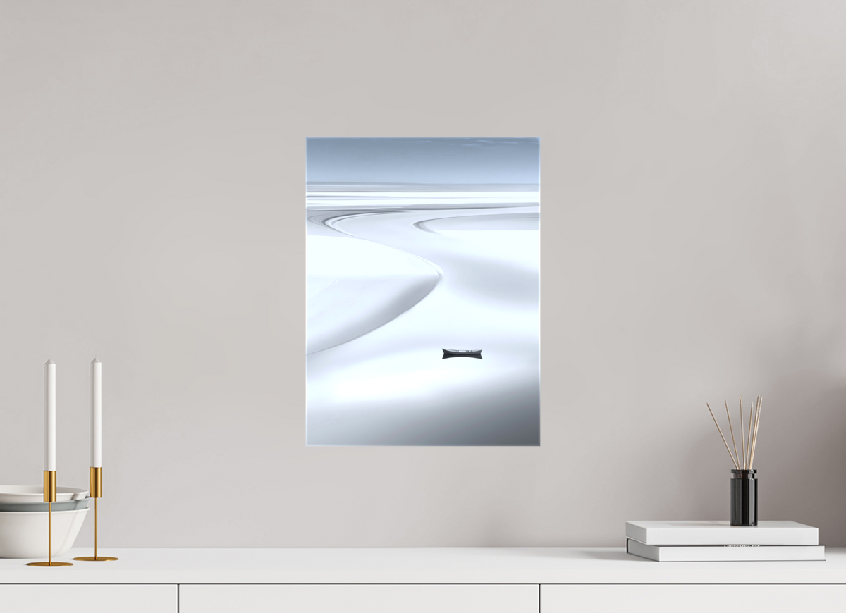 30 x 40 cm, Leinwand glänzend Boot im Wattenmeer