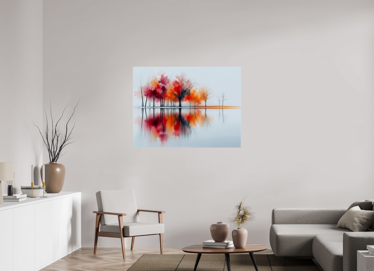 120 x 90 cm, Acrylglas glänzend standard Uferträume – Sinfonie in Zinnober