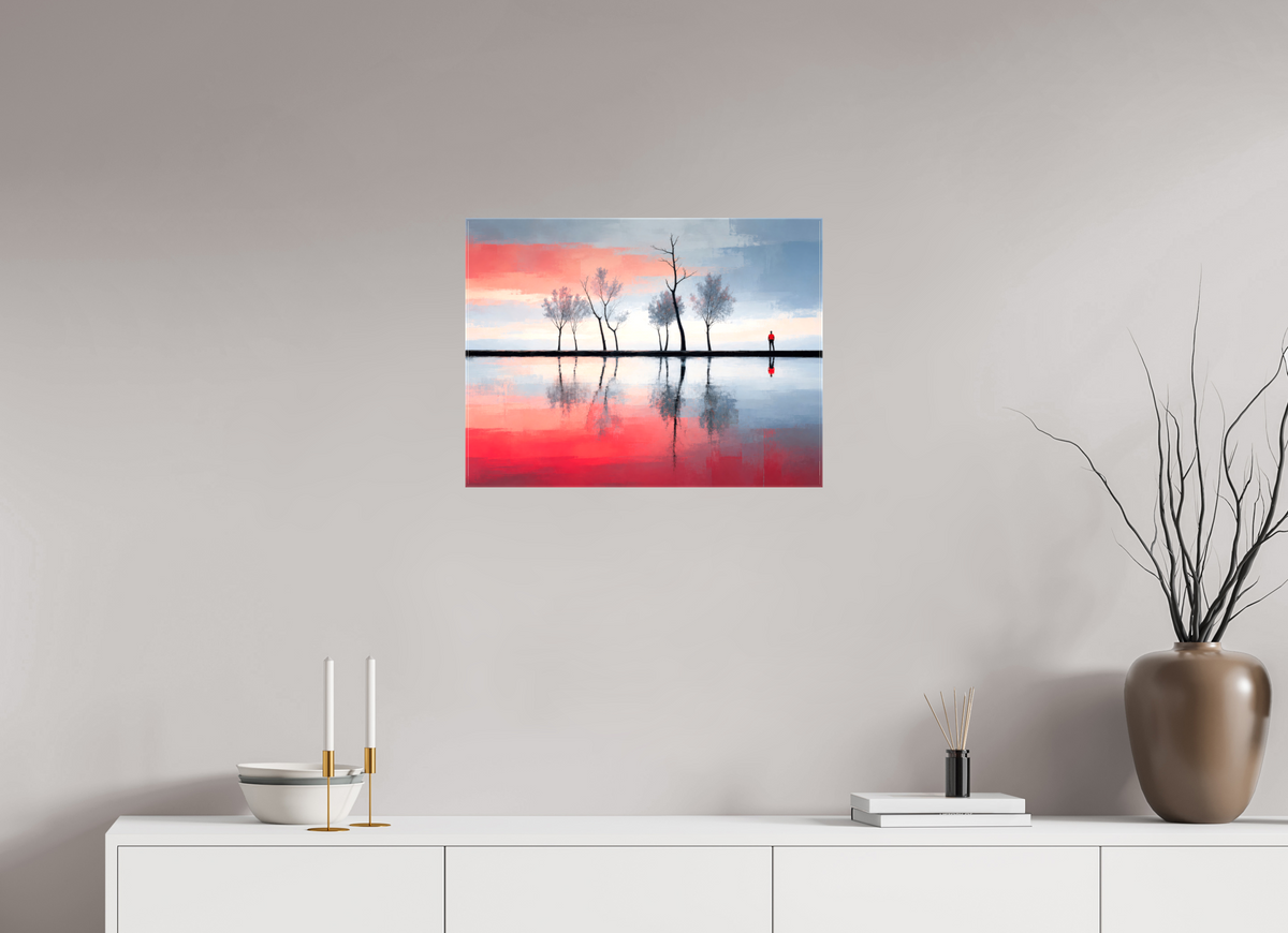 60 x 45 cm, Leinwand glänzend Stilles Ufer - Zwischen Licht und Spiegelung