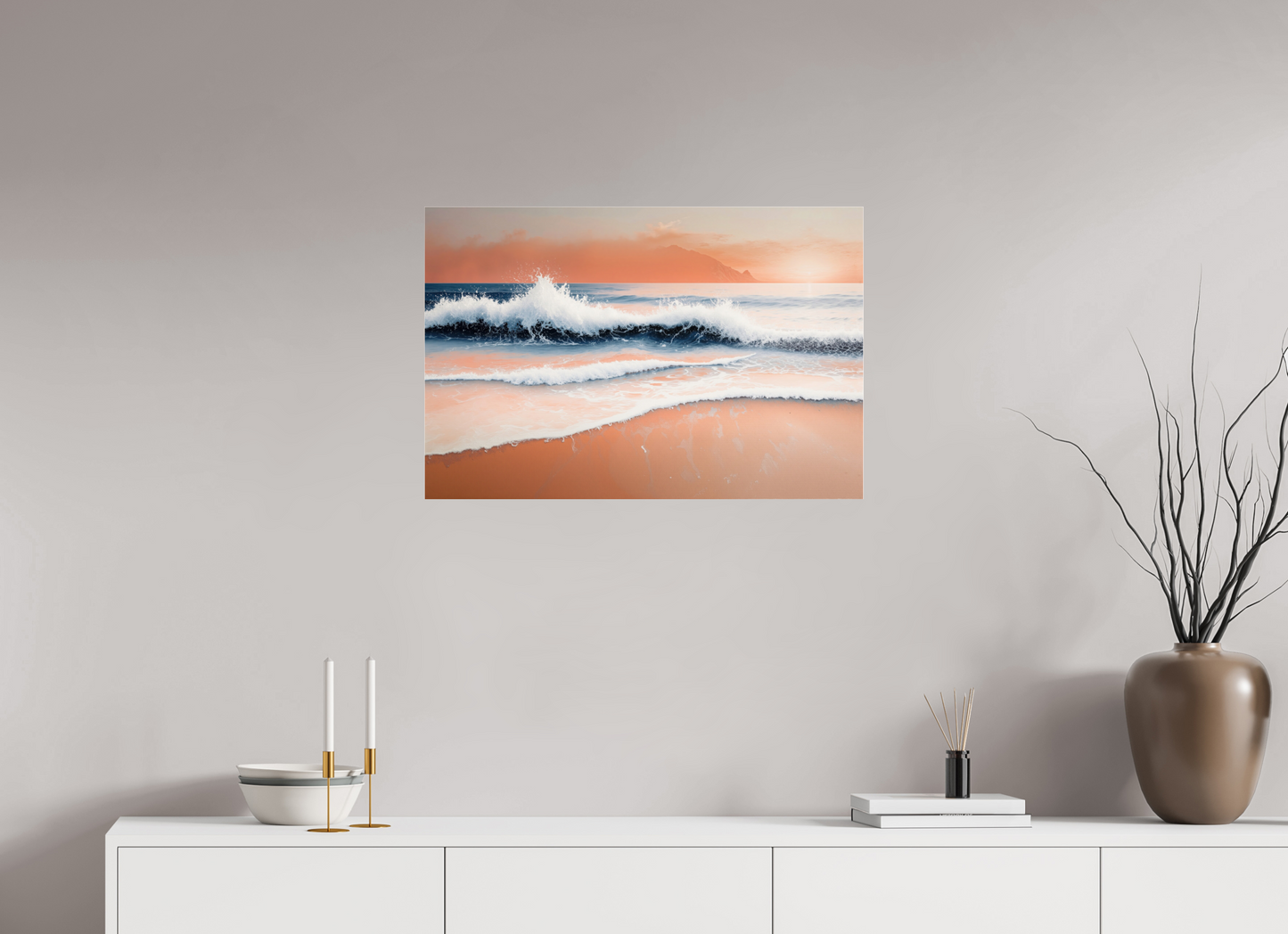 75 x 50 cm, Acrylglas glänzend standard Brandung in Pastell