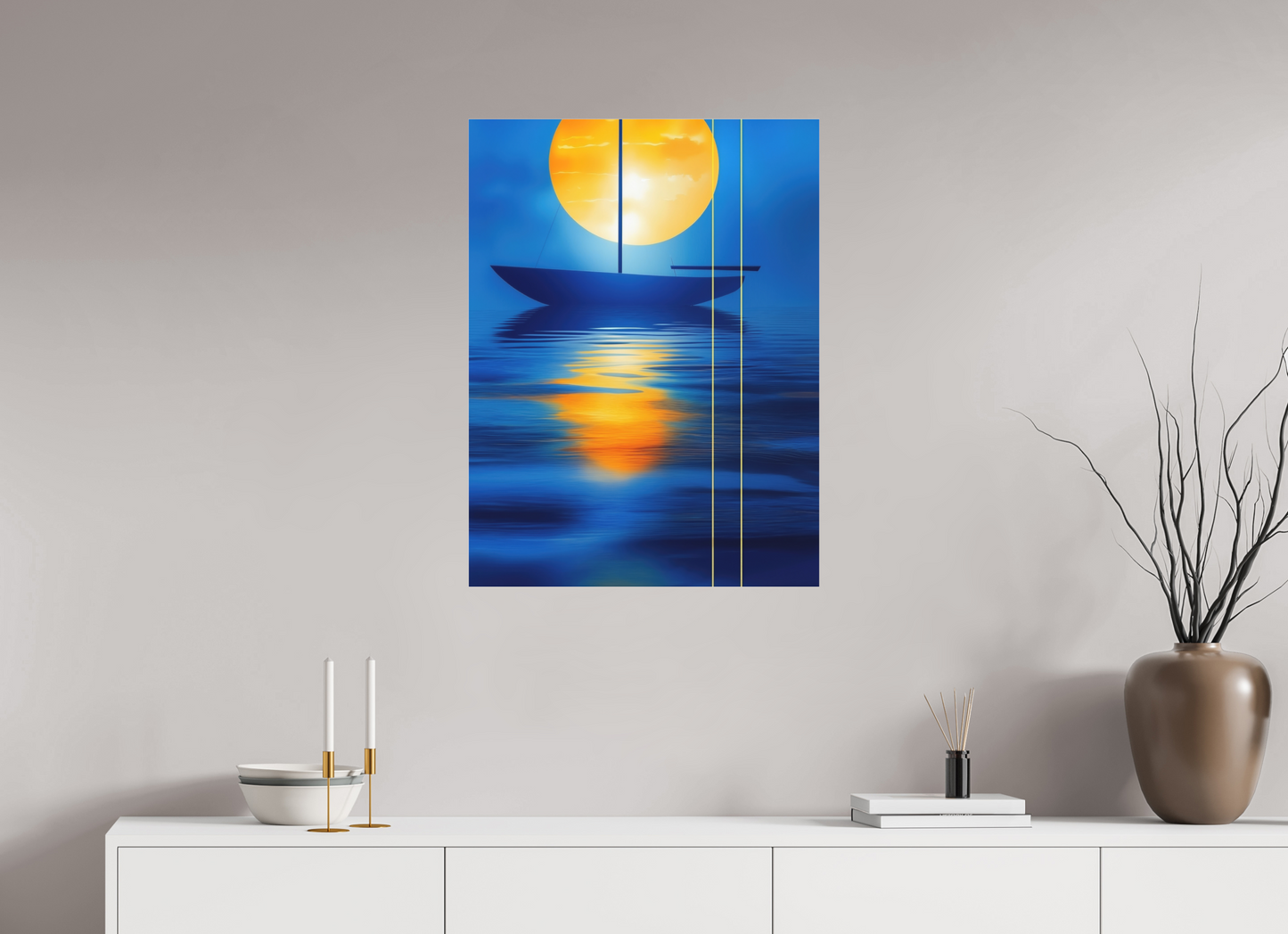 60 x 80 cm, Fine Art Pigmentdruck hinter Acrylglas Segel im goldenen Kreis