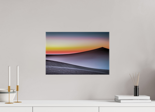 45 x 30 cm, Leinwand glänzend Dämmerung über der Düne—Wandkunst, Fine Art Print, Leinwand, Acryldruck, Alu-Dibond