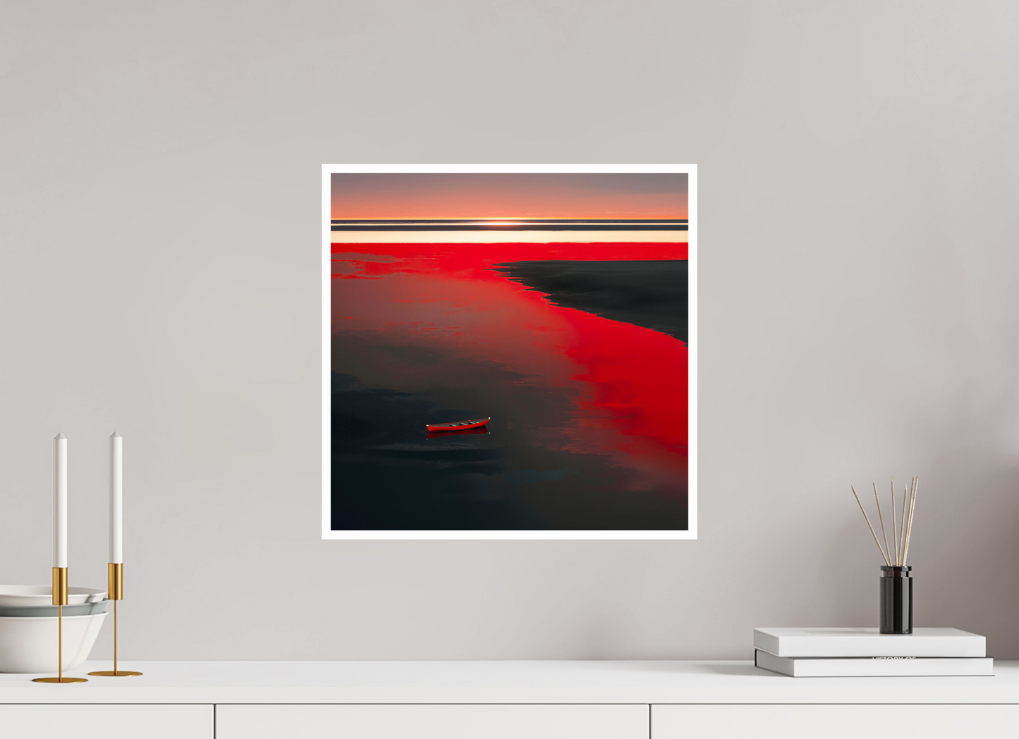 40 x 40 cm, Fine Art Print Hahnemühle Baryta Allein im Rot