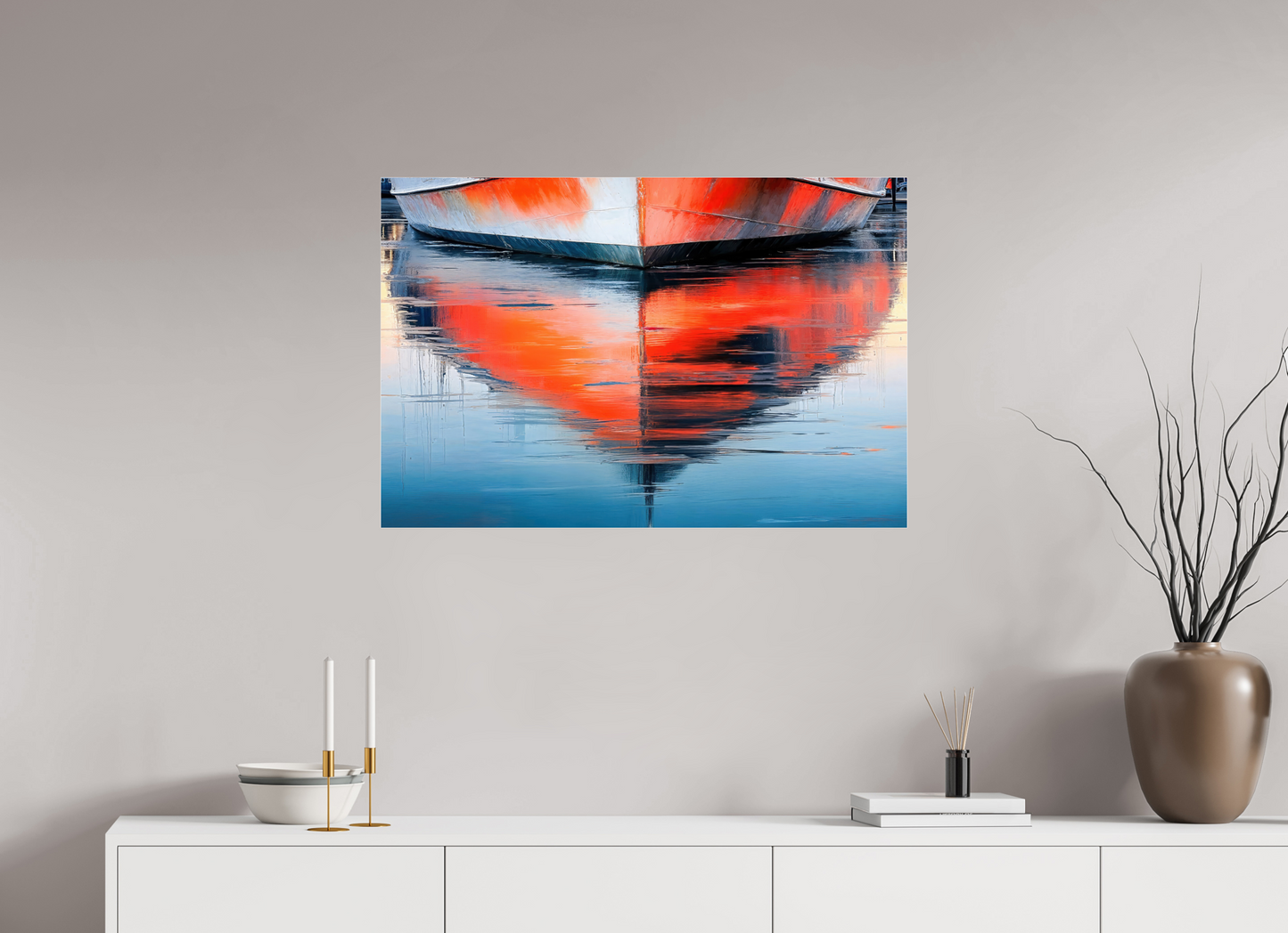 90 x 60 cm, Acrylglas glänzend standard Wasserspiegelung Bootsrumpf-01