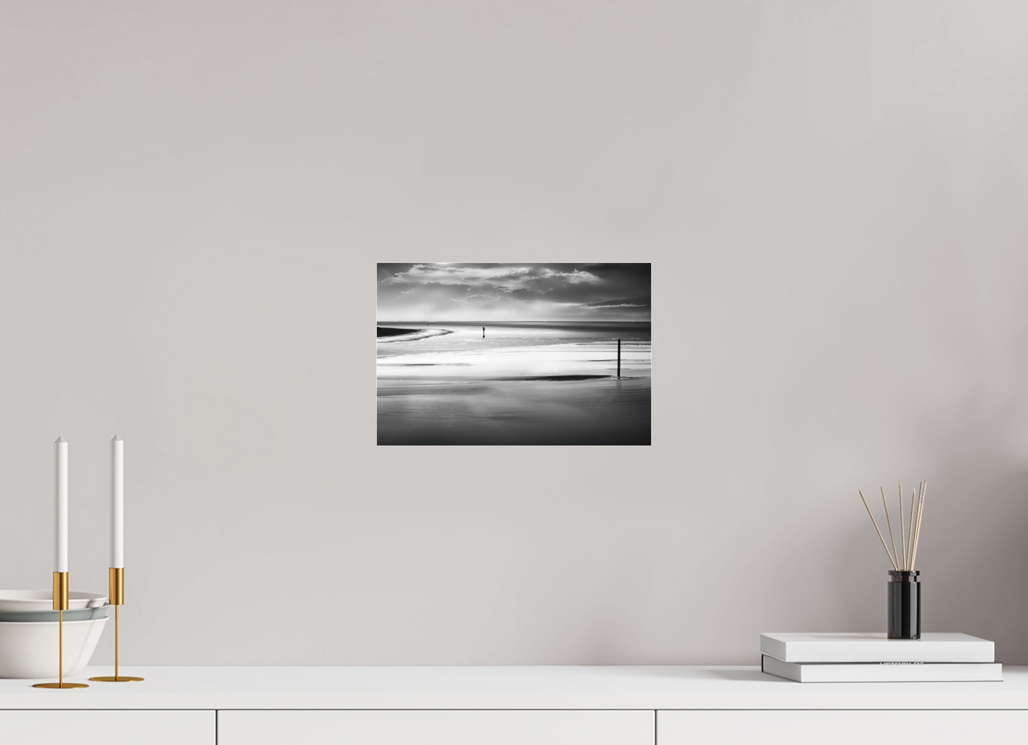 30 x 20 cm, Fine Art Pigmentdruck hinter Acrylglas Mann im Wattenmeer-01