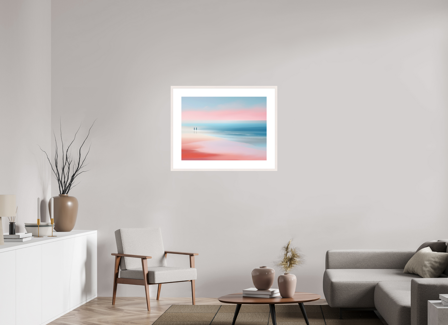 80 x 60 cm, Fine Art Print gerahmt Zwei Frauen am Meer—Wandkunst, Fine Art Print, Leinwand, Acryldruck, Alu-Dibond
