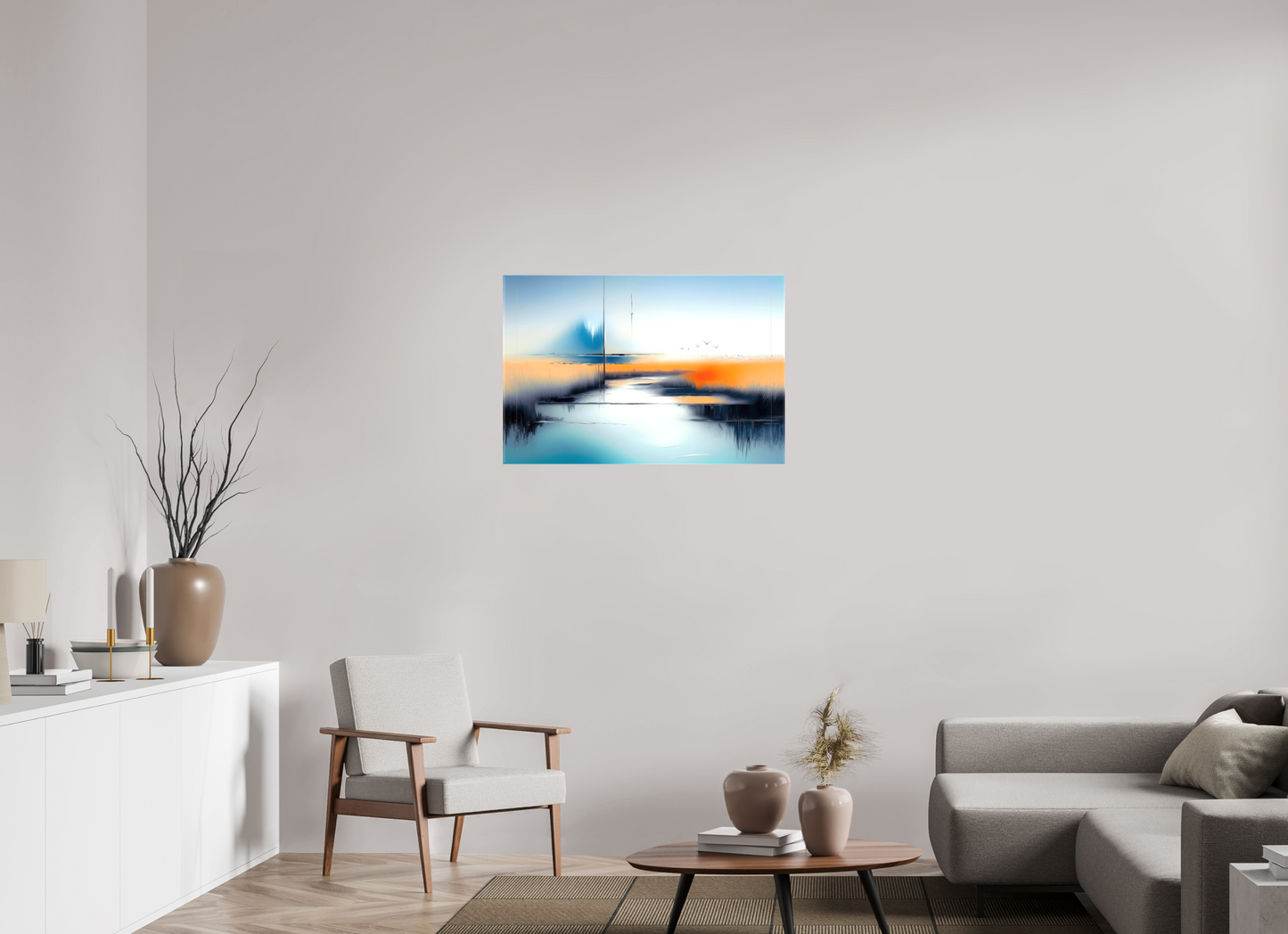 90 x 60 cm, Leinwand glänzend Salzwiese im schwebenden Licht