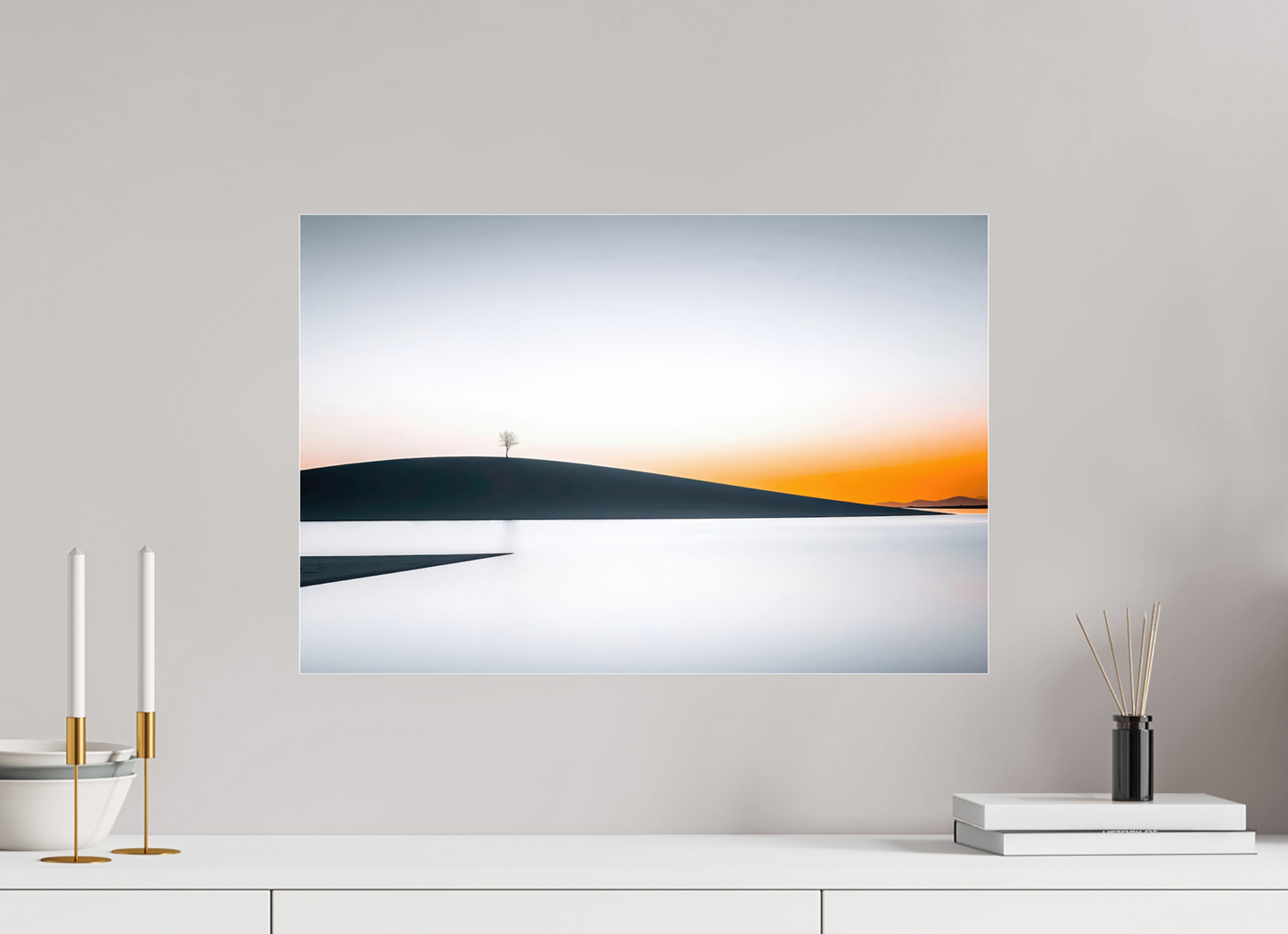 60 x 40 cm, Acrylglas glänzend standard Einsamer Baum im Abendlicht
