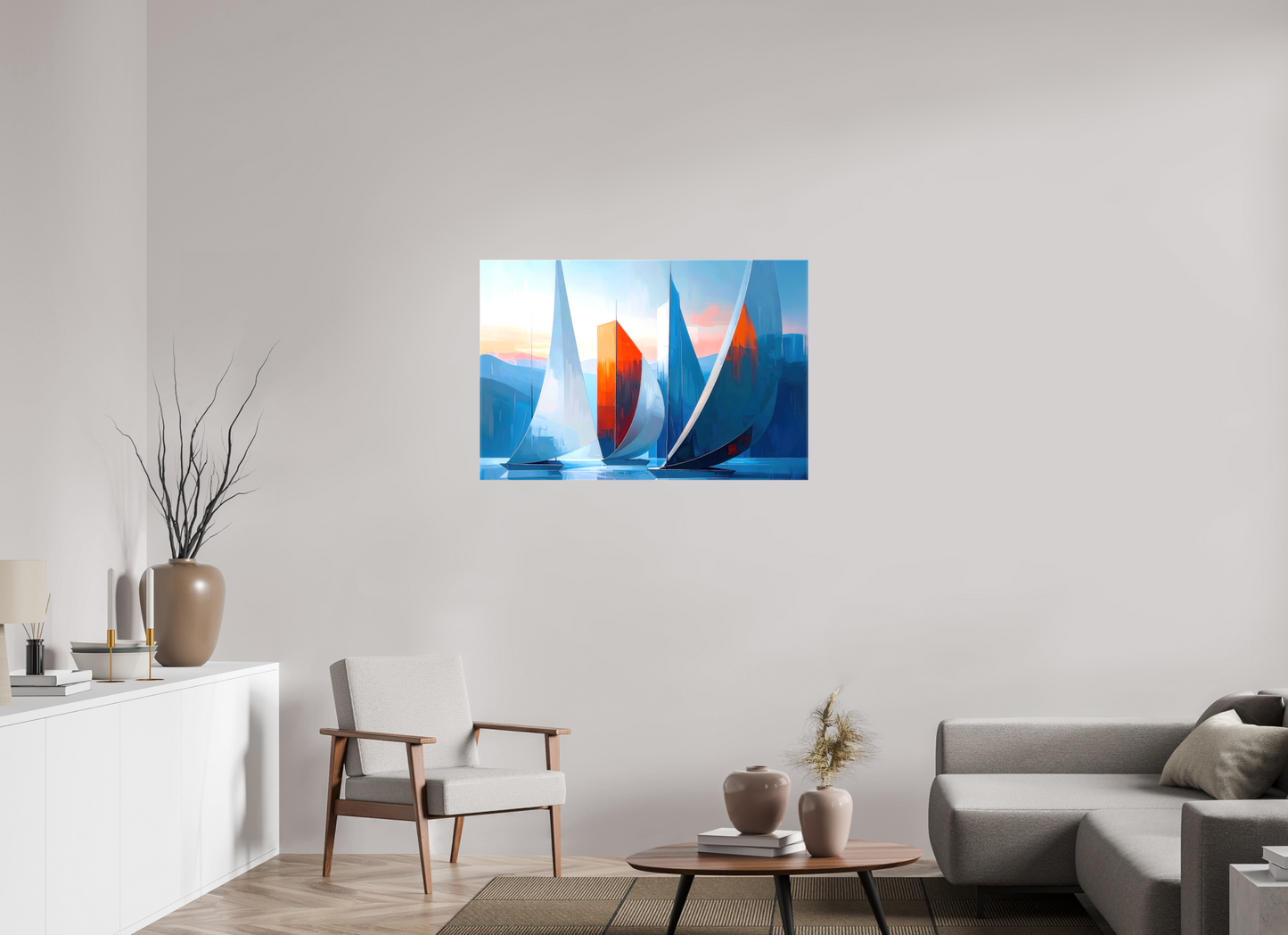 105 x 70 cm, Leinwand glänzend Segelboote abstrakt-15-32