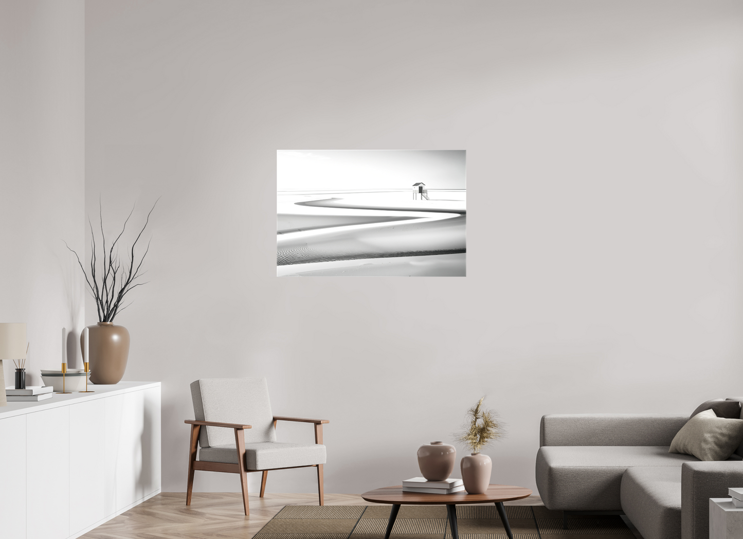 105 x 70 cm, Leinwand glänzend Pfahlhaus im Wattenmeer-01