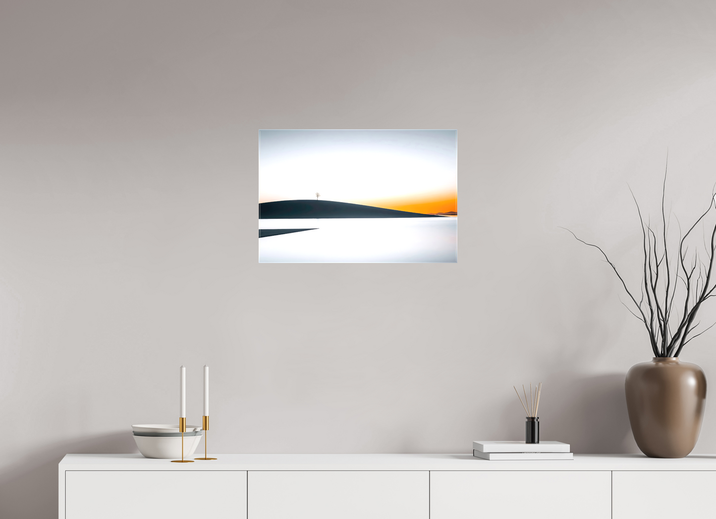 60 x 40 cm, Leinwand glänzend Einsamer Baum im Abendlicht