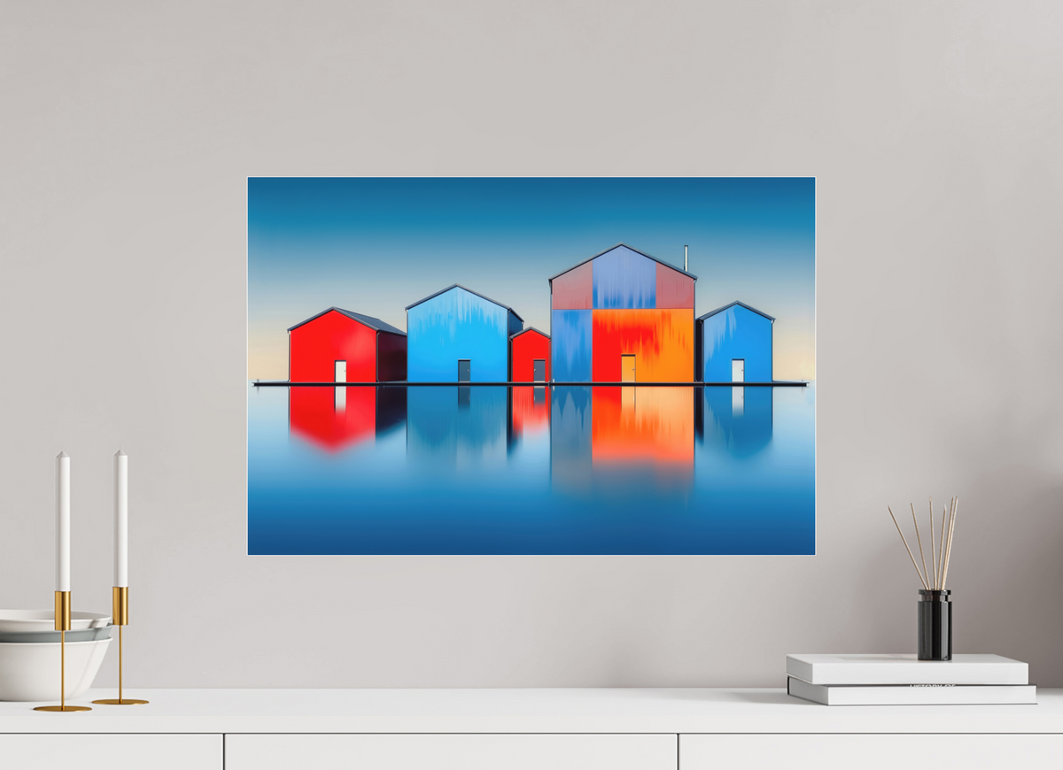 60 x 40 cm, Fine Art Pigmentdruck hinter Acrylglas Farbklang am Wasser—Wandkunst, Fine Art Print, Leinwand, Acryldruck, Alu-Dibond
