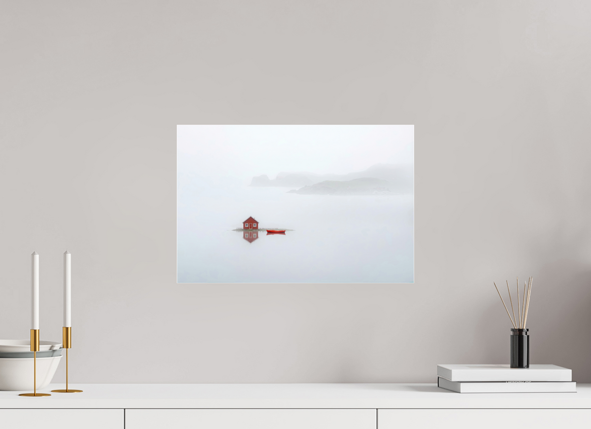 45 x 30 cm, Acrylglas glänzend standard Im Küstennebel ein Zuhause--Wandkunst, Fine Art Print, Leinwand, Acryldruck, Alu-Dibond