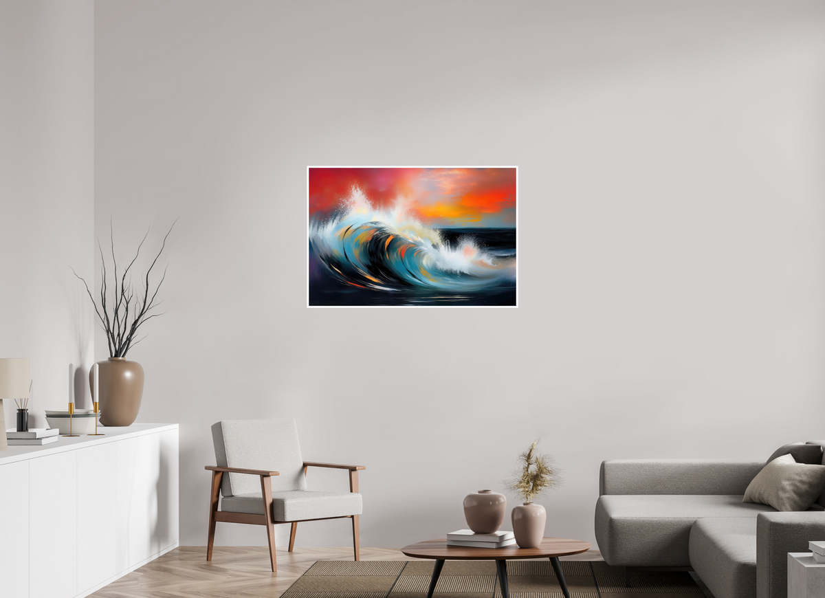 105 x 70 cm, Fine Art Print Hahnemühle Baryta Glühende Brandung—Wandkunst, Fine Art Print, Leinwand, Acryldruck, Alu-Dibond