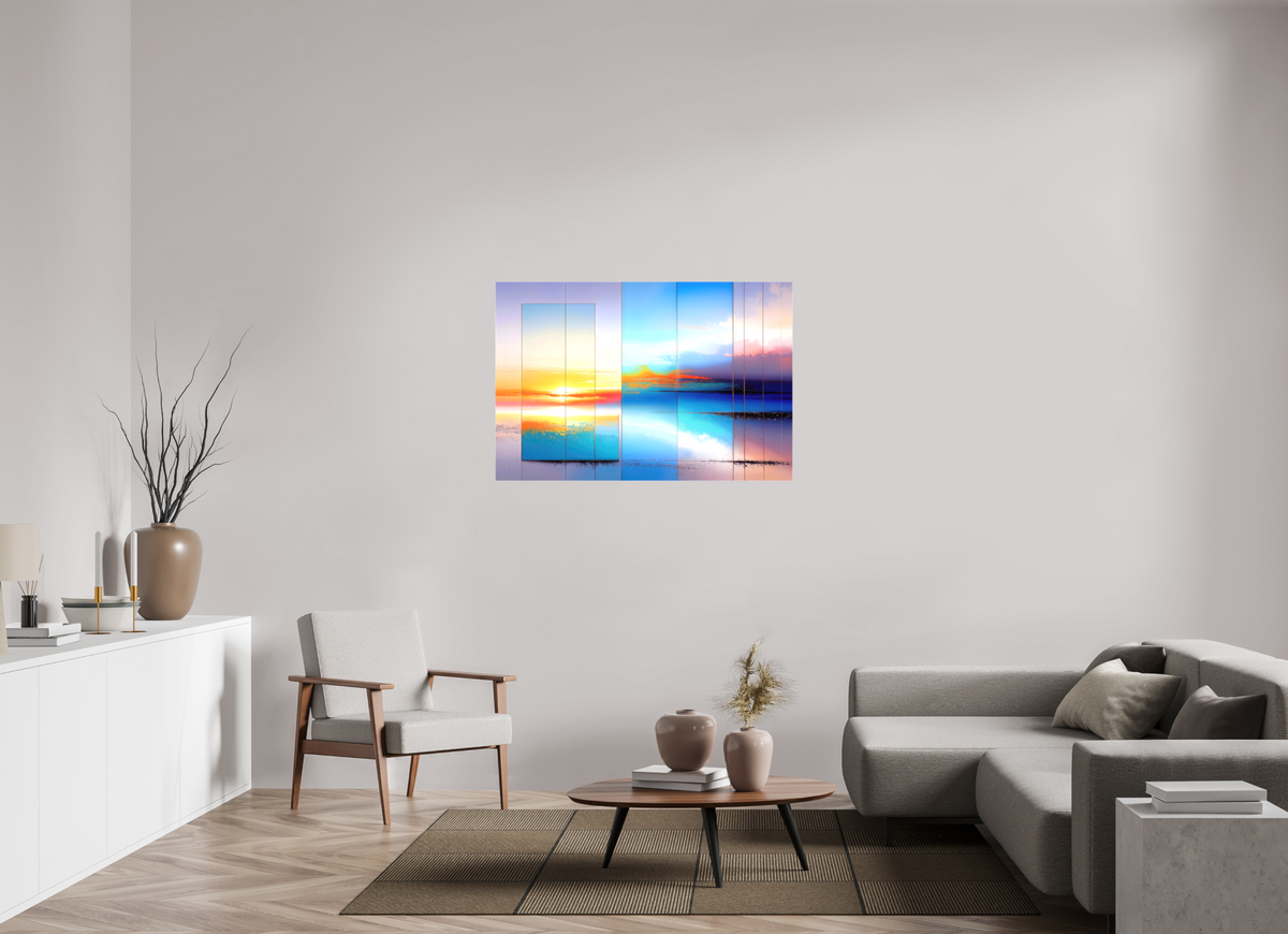 120 x 80 cm, Leinwand glänzend Fenster zum Meer-01—Wandkunst, Fine Art Print, Leinwand, Acryldruck, Alu-Dibond
