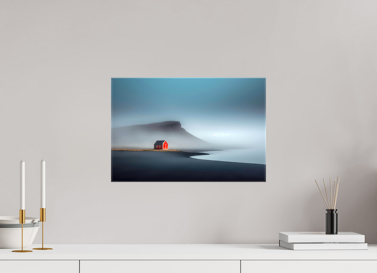 45 x 30 cm, Leinwand glänzend Haus am Meer-01