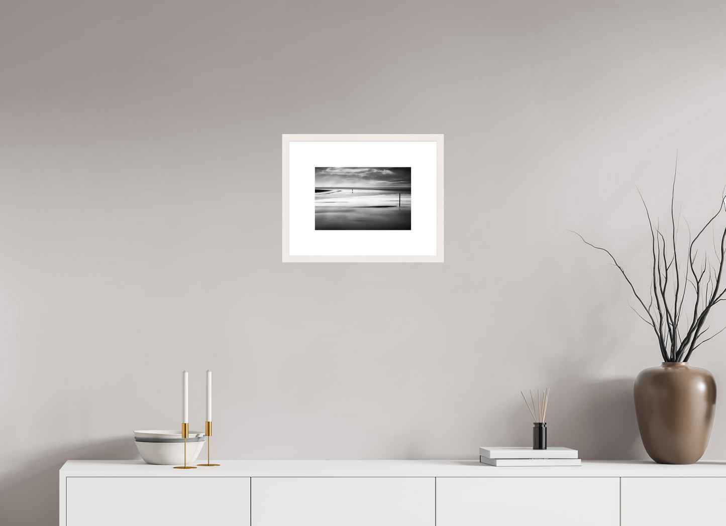 30 x 20 cm, Fine Art Print gerahmt Mann im Wattenmeer-01