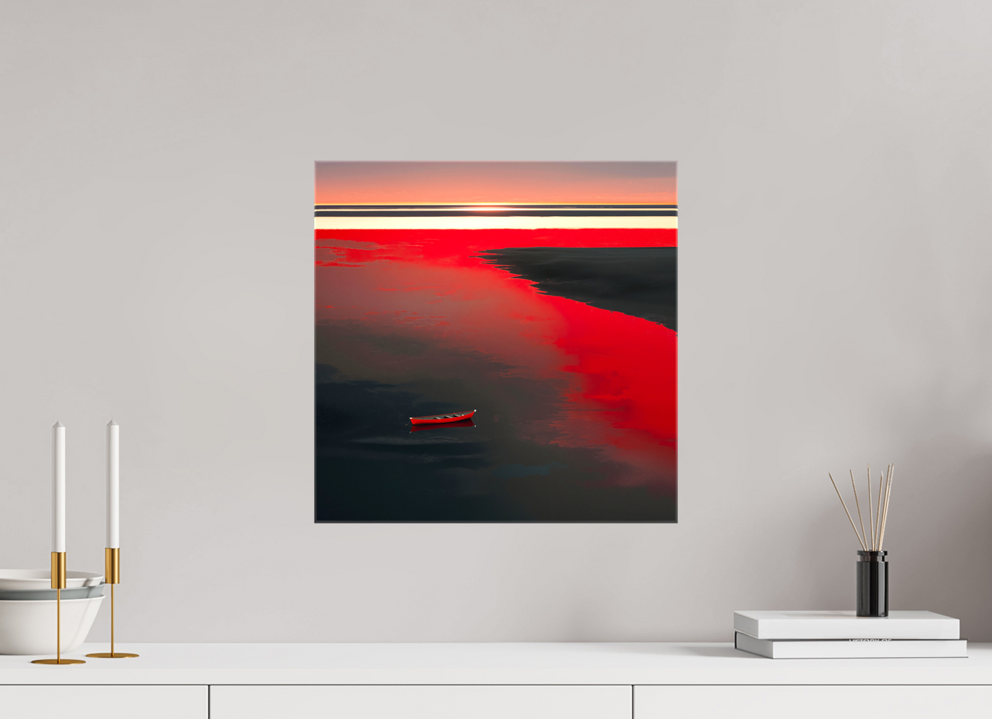 40 x 40 cm, Leinwand glänzend Allein im Rot