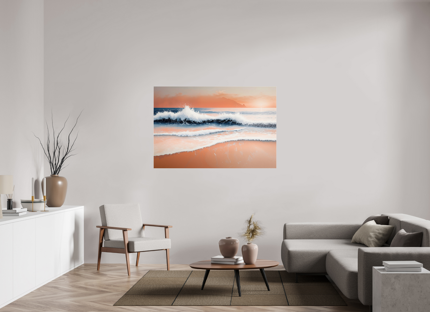 150 x 100 cm, Acrylglas glänzend standard Brandung in Pastell