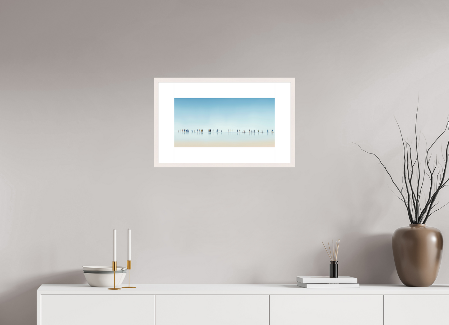 50 x 25 cm, Fine Art Print gerahmt Menschen am Strand-01-21
