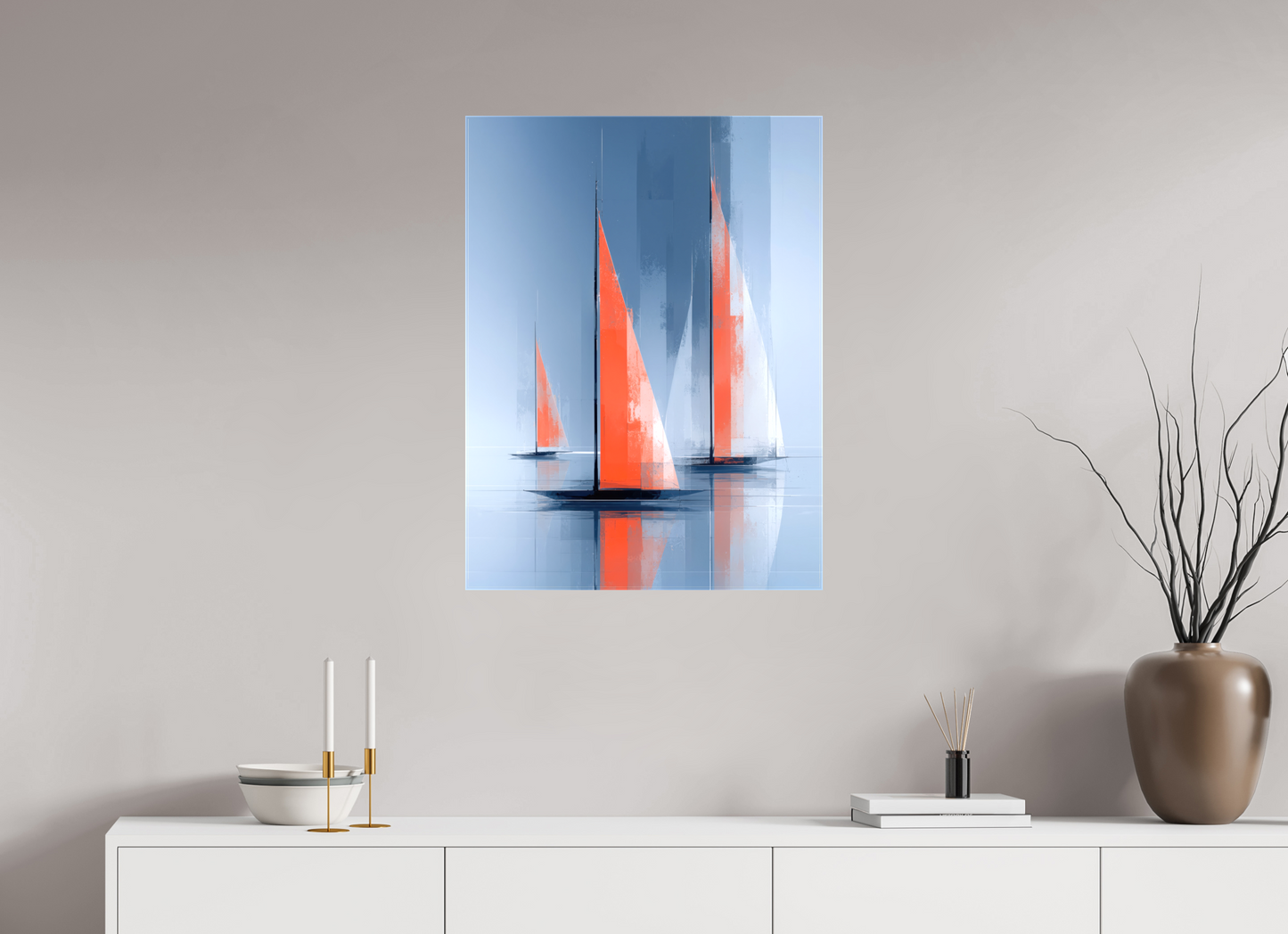 60 x 80 cm, Leinwand glänzend Orange Zeichen