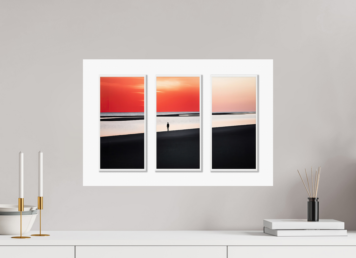 60 x 40 cm, Druck auf Alu-Dibond Tryptichon Mann am Ufer