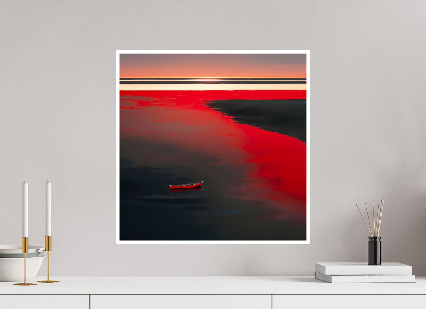 50 x 50 cm, Fine Art Print Hahnemühle Baryta Allein im Rot