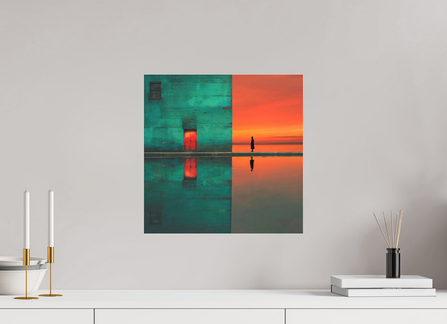 40 x 40 cm, Fine Art Pigmentdruck hinter Acrylglas Schwelle zum Meer—Wandkunst, Fine Art Print, Leinwand, Acryldruck, Alu-Dibond