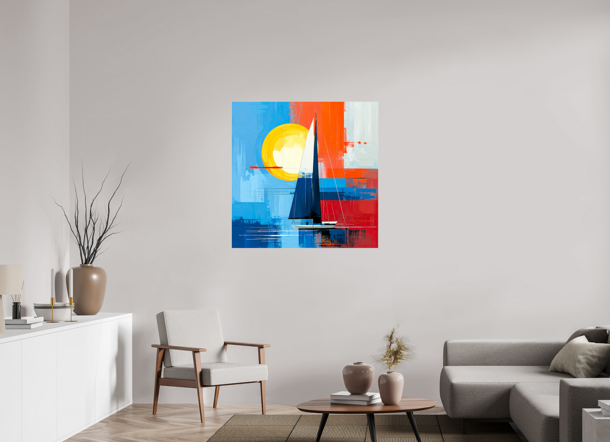 100 x 100 cm, Acrylglas glänzend standard Segelboot-Kunst – Licht, Farbe und Bewegung—Wandkunst, Fine Art Print, Leinwand, Acryldruck, Alu-Dibond
