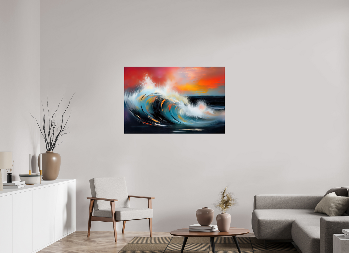 120 x 80 cm, Acrylglas glänzend standard Glühende Brandung