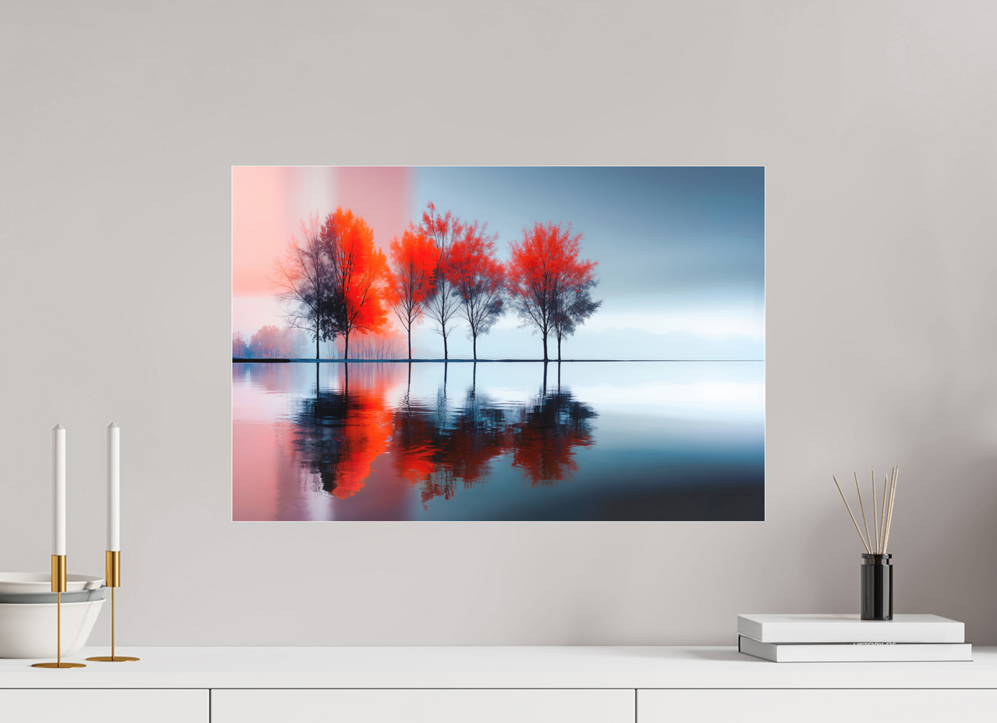 60 x 40 cm, Fine Art Pigmentdruck hinter Acrylglas Stille in Rot