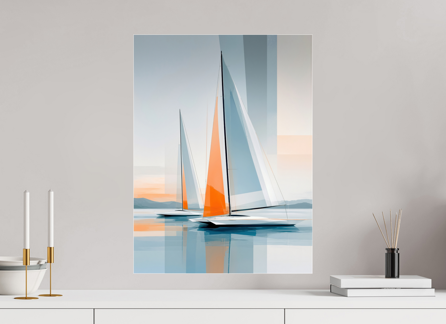 45 x 60 cm, Acrylglas glänzend standard Orange im Blau